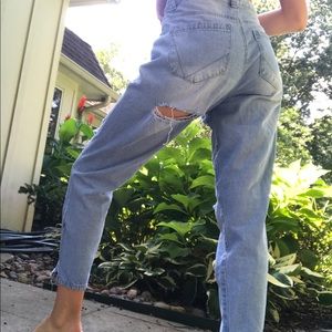 Ripped light wash boyfriend jeans